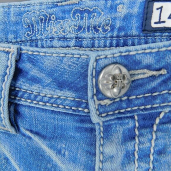 Miss Me Bermuda Shorts Girls Size 14 Rhinestones Denim Jean Blue - Picture 7 of 9